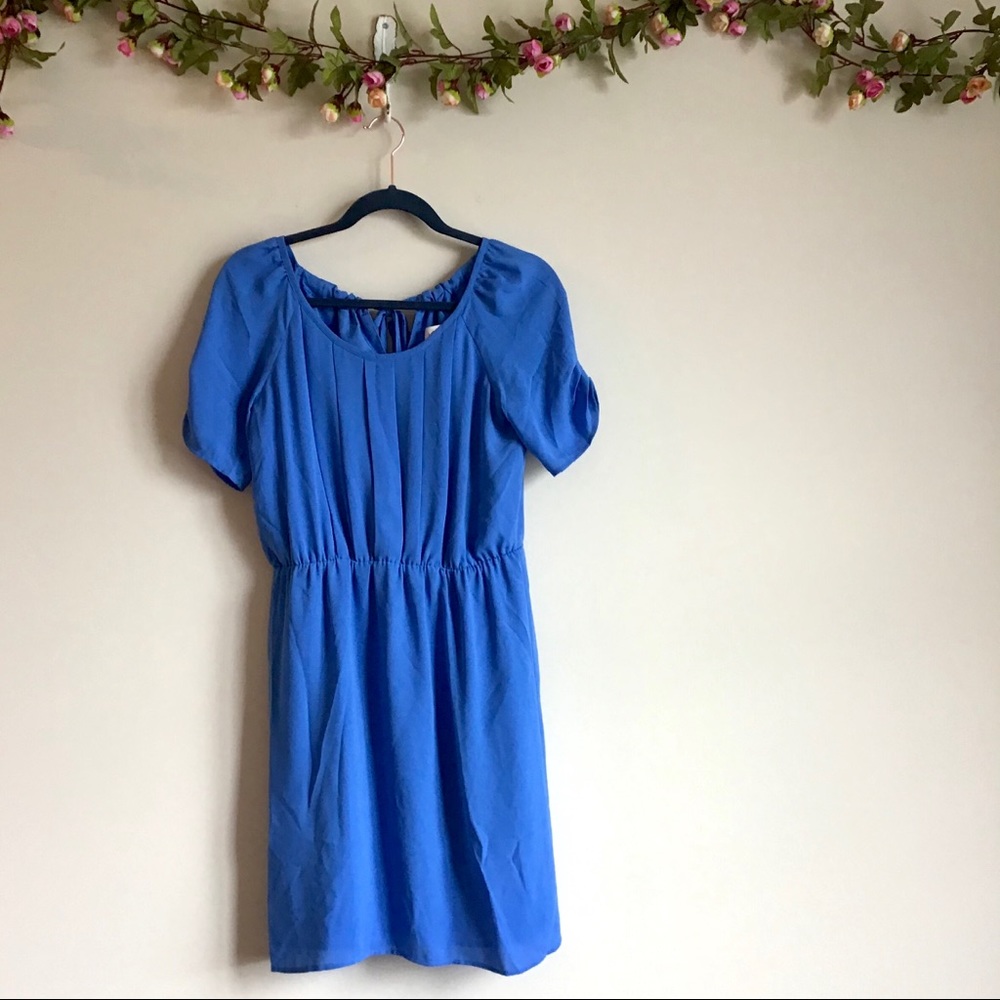 Ann Taylor LOFT blue short sleeve fit &flare dress - Picture 4 of 10